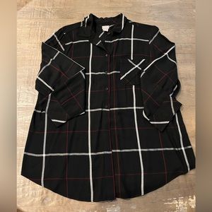 Chico's plaid black button down blouse